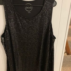 Long sleeve sequin shirt with cut out shoulders